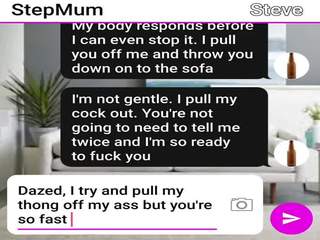 Beguiling milf en zoon neuken op hun bank sexting rollenspel